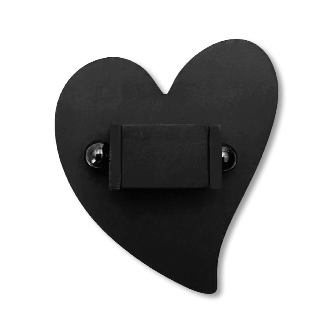 Black heart-shaped ring with a rectangular centre 