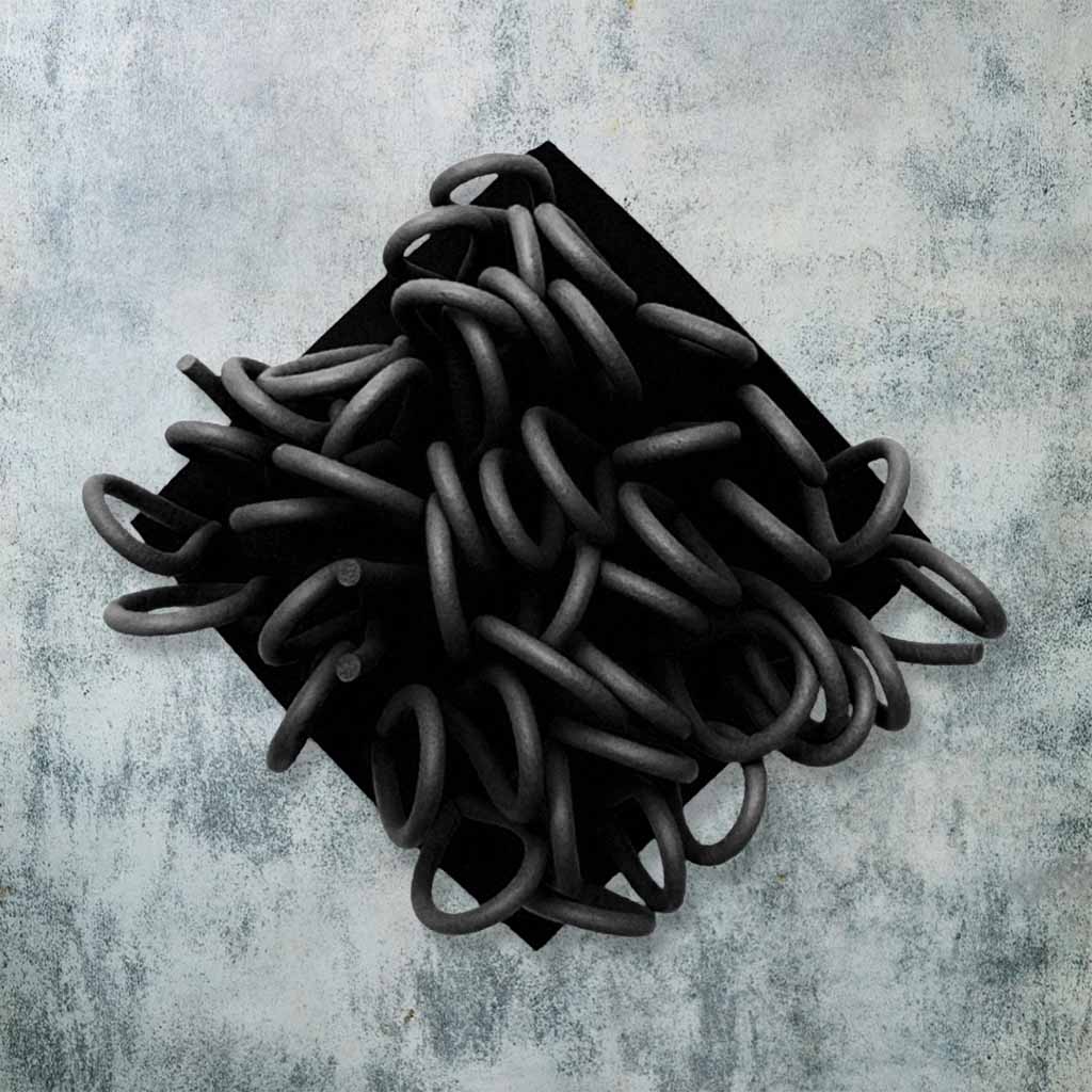 black rubber brooch with loops