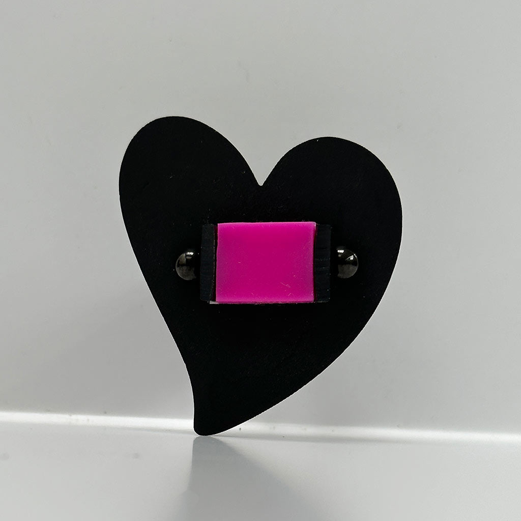 Black and hot pink perspex chunky ring 