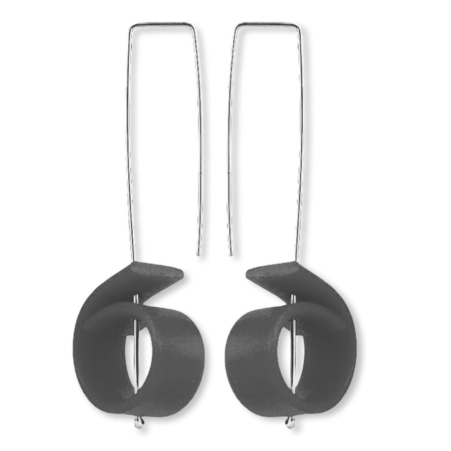 Hook Earrings with Dark Grey Detail