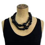 doubled black rubber bead necklace 