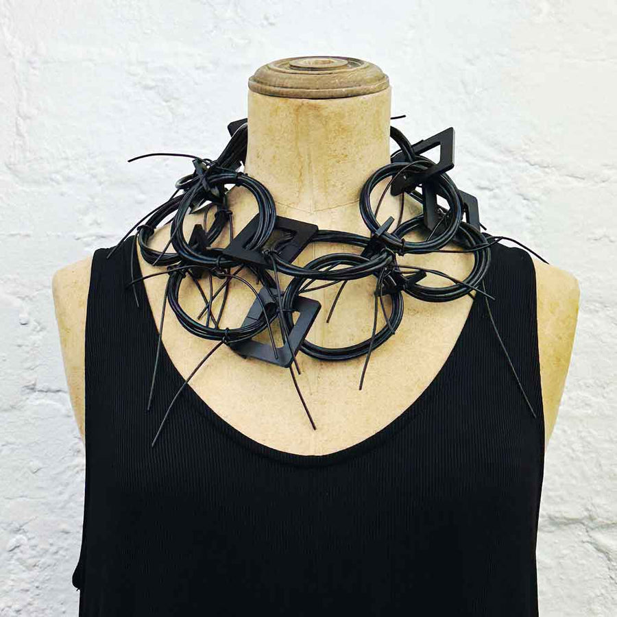 Long chaotic necklace recycled materials shortened length buy double wrapping