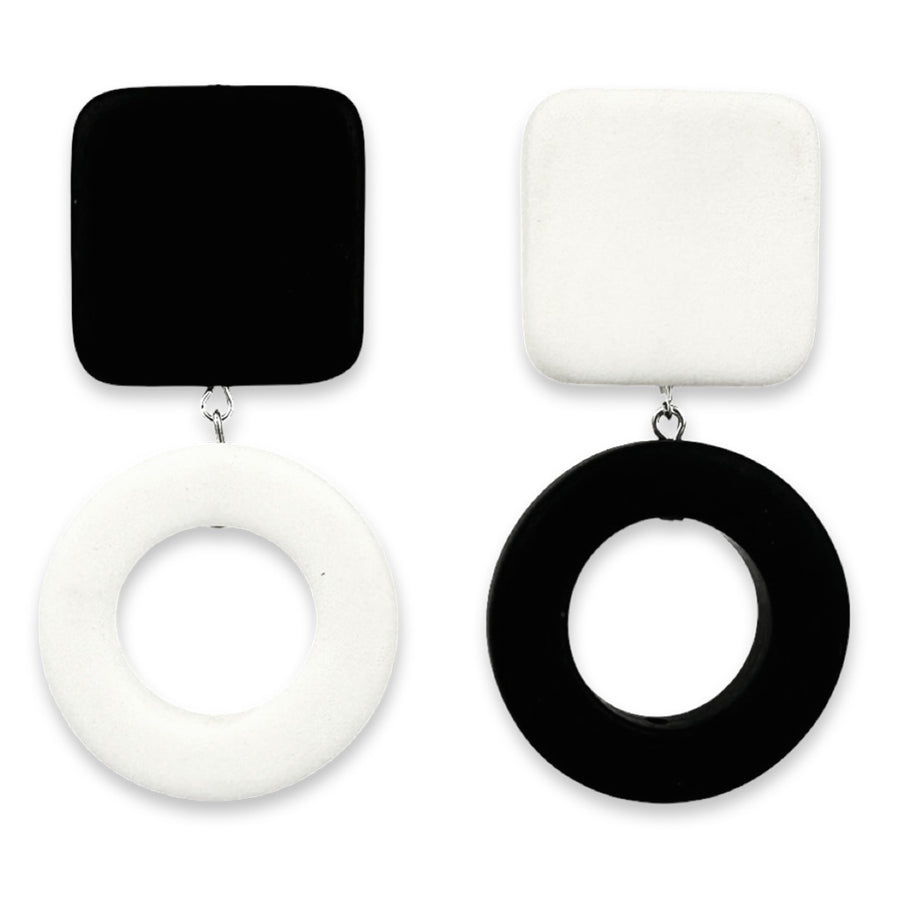 square + ring earrings