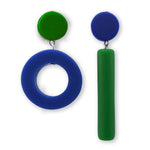 Pair of blue and green resin earrings