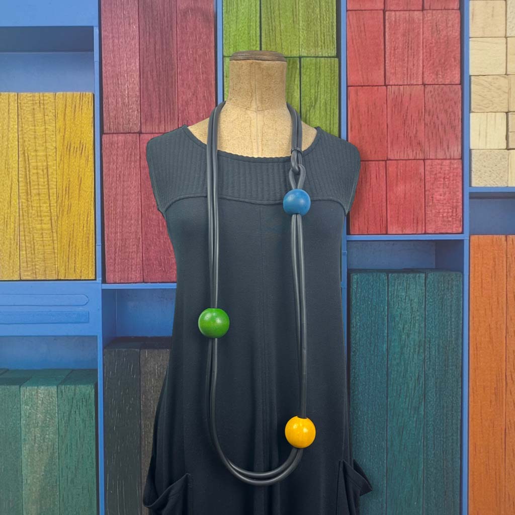 123 Wooden Bead and Rubber Necklace