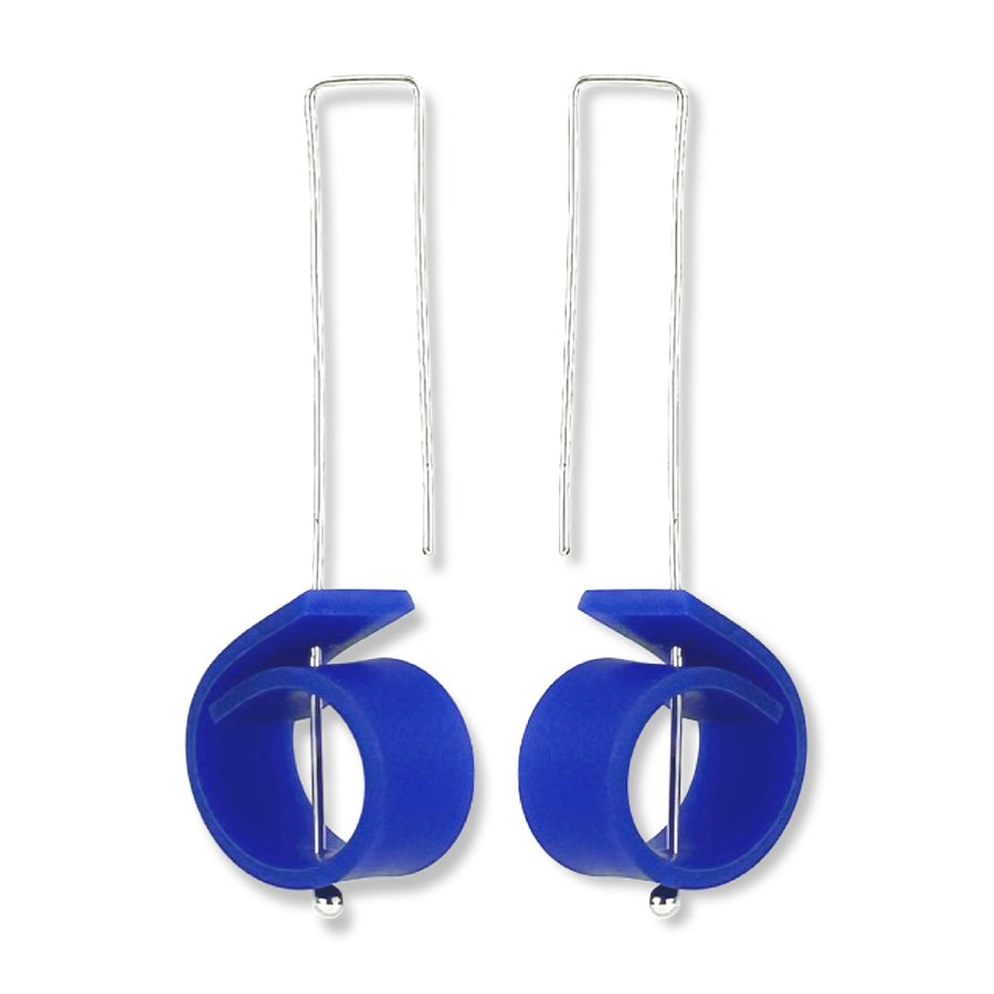 Hook earrings with blue circular detail