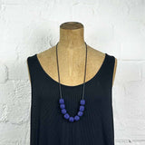 Resin pebble necklace- matt blue