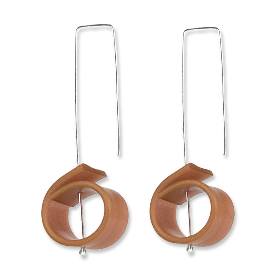 Hook earrings with brown circular detail