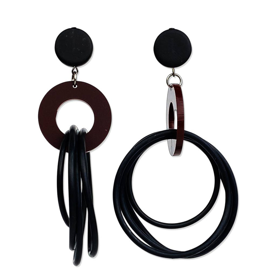 OH So Fabulous, recycled rubber designer earrings -old colours
