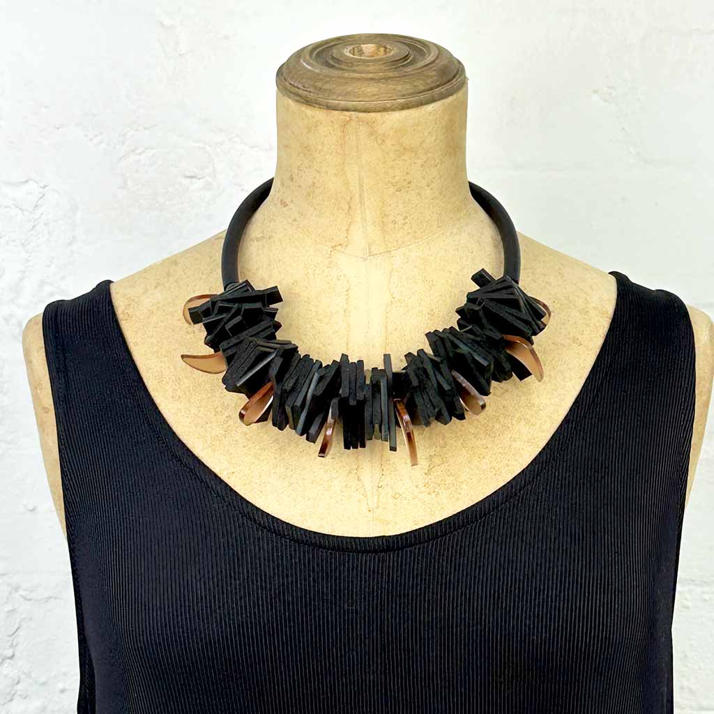 Zero Waste, Recycled Rubber and Perspex Necklace Discontinued Colours