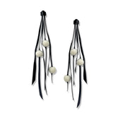 Rainfall, felt and black rubber earrings