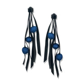 Rainfall, felt and black rubber earrings