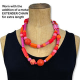 long geometric bead necklace