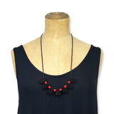 Resin bead necklace- black fan