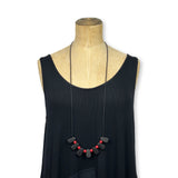 Resin bead necklace- black fan
