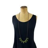 Resin bead necklace- olive fan brown rubber