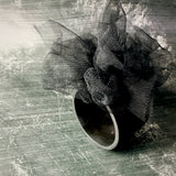 Fantasy Bangle in Black – wide black rubber bangle with black tulle, handmade by Frank Ideas