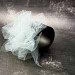 Fantasy Bangle in Sea Foam – wide black rubber bangle with pale sea foam tulle, handmade by Frank Ideas