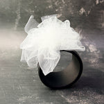 Fantasy Bangle in White – wide black rubber bangle with white tulle, handmade by Frank Ideas
