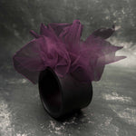 Fantasy Bangle in wine – wide black rubber bangle with wine tulle, handmade by Frank Ideas