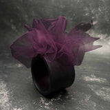 Fantasy Bangle in wine – wide black rubber bangle with wine tulle, handmade by Frank Ideas