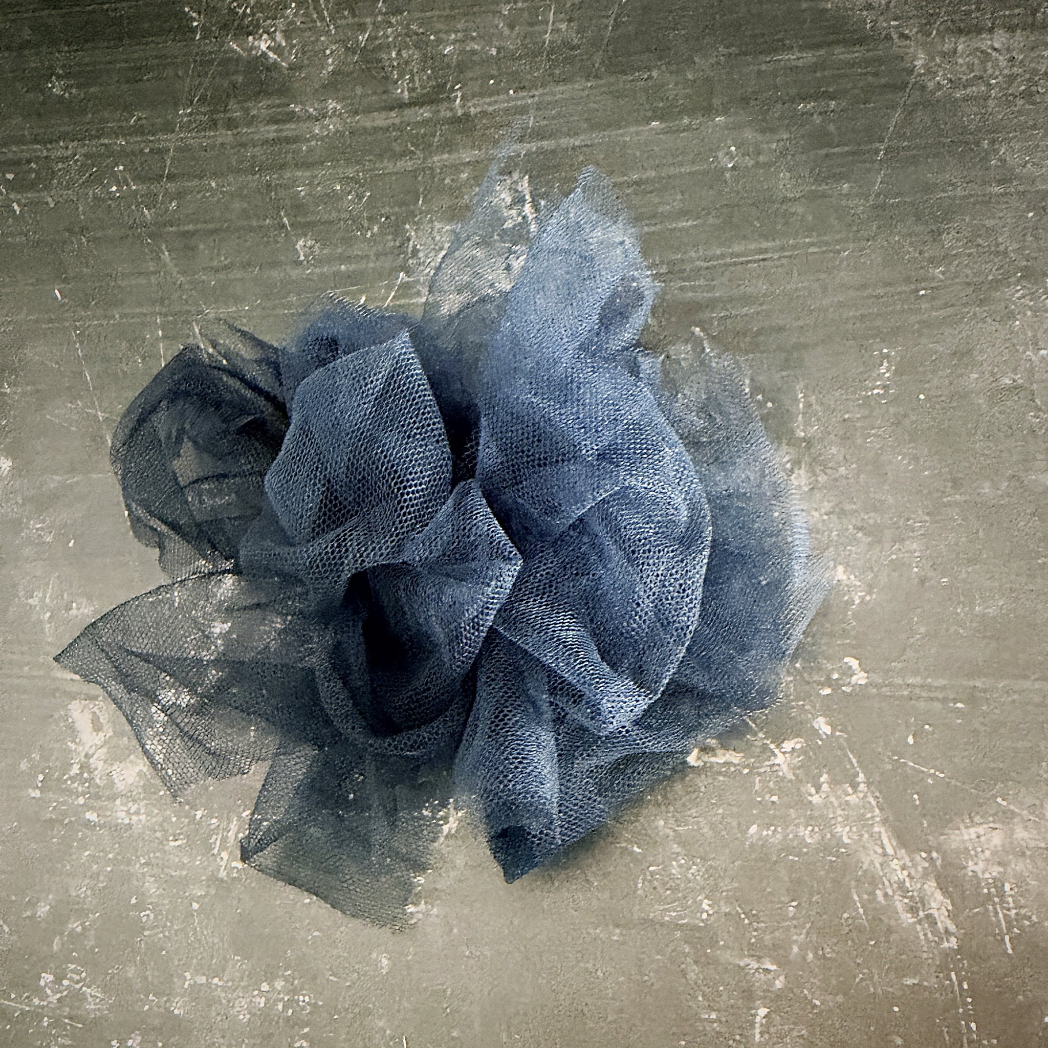 Fantasy Brooch in Midnight Teal – recycled rubber brooch with midnight teal tulle, handmade by Frank Ideas