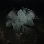Fantasy Brooch in Sea Foam – recycled rubber brooch with pale sea foam tulle, handmade by Frank Ideas