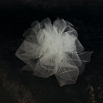Fantasy Brooch in White – recycled rubber brooch with white tulle, handmade by Frank Ideas