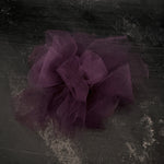 Fantasy Brooch in Wine – recycled rubber brooch with wine tulle, handmade by Frank Ideas