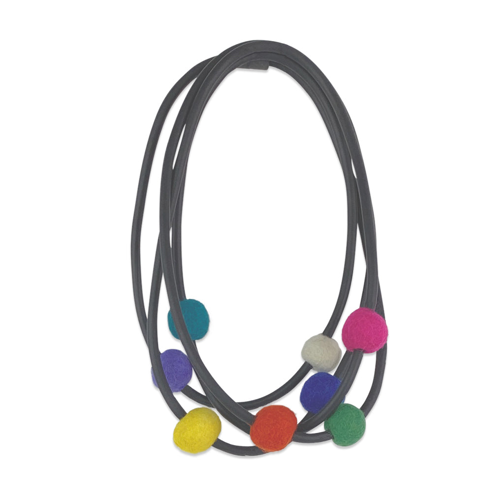 rubber and felt necklace