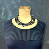 One of a kind glass bead and rubber necklace
