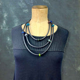 One of a kind glass bead and rubber necklace