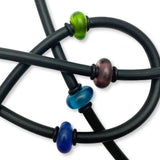 One of a kind glass bead and rubber necklace