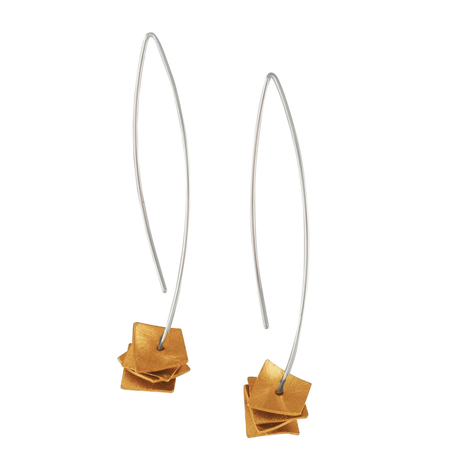 sterling silver earrings with gold square disks