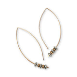 gold earrings with hematite and gold beads