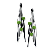 Rainfall, felt and black rubber earrings
