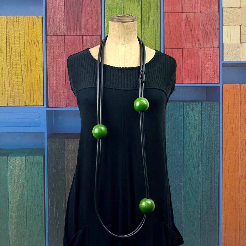 123 Wooden Bead and Rubber Necklace