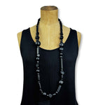 long black rubber bead necklace