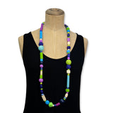 bold colour long  rubber bead necklace