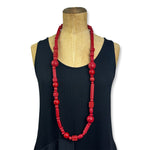 red long  rubber bead necklace