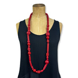 red long  rubber bead necklace
