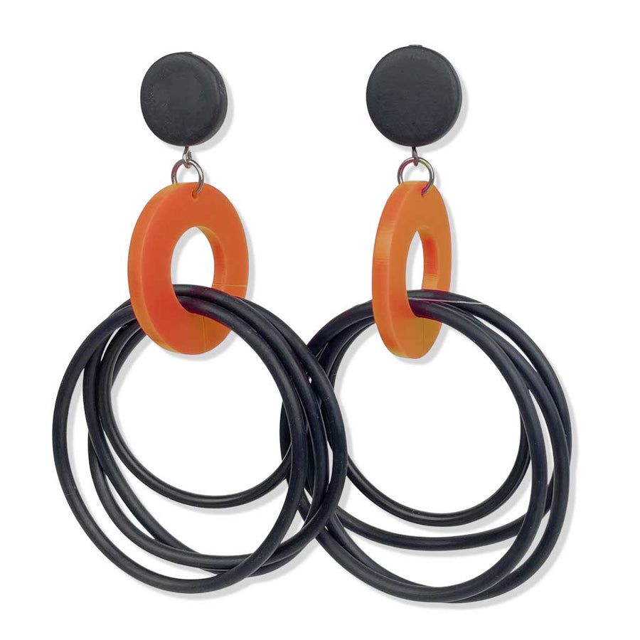 OH So Fabulous, recycled rubber designer earrings -old colours