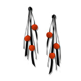 Rainfall, felt and black rubber earrings