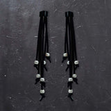 Pearl Earrings - Starburst Long Rubber Earrings with pearls