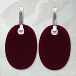reversible wine/black perspex earrings, Frank Ideas.