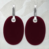 reversible wine/black perspex earrings, Frank Ideas.