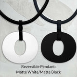 Reversible Perspex O necklace in matte white and matte black by Frank Ideas