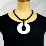  Perspex O necklace in matte white  by Frank Ideas