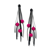 Rainfall, felt and black rubber earrings