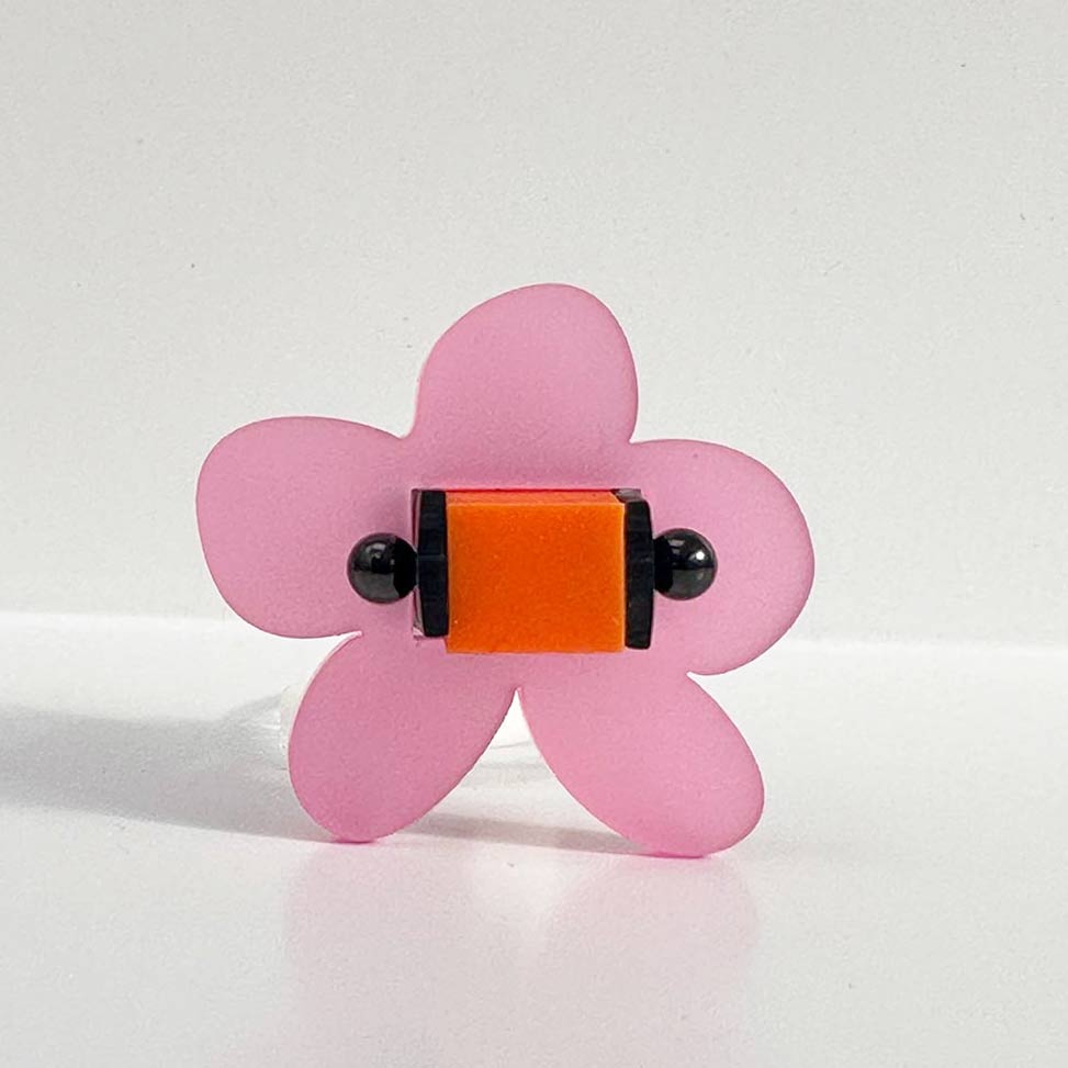 Pink and orange chunky flower ring